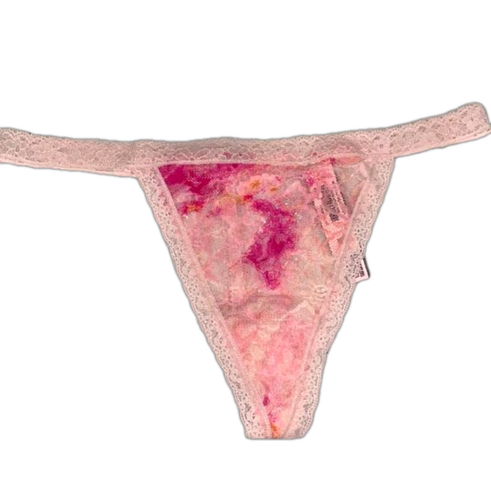 Pink Floral lace V-String